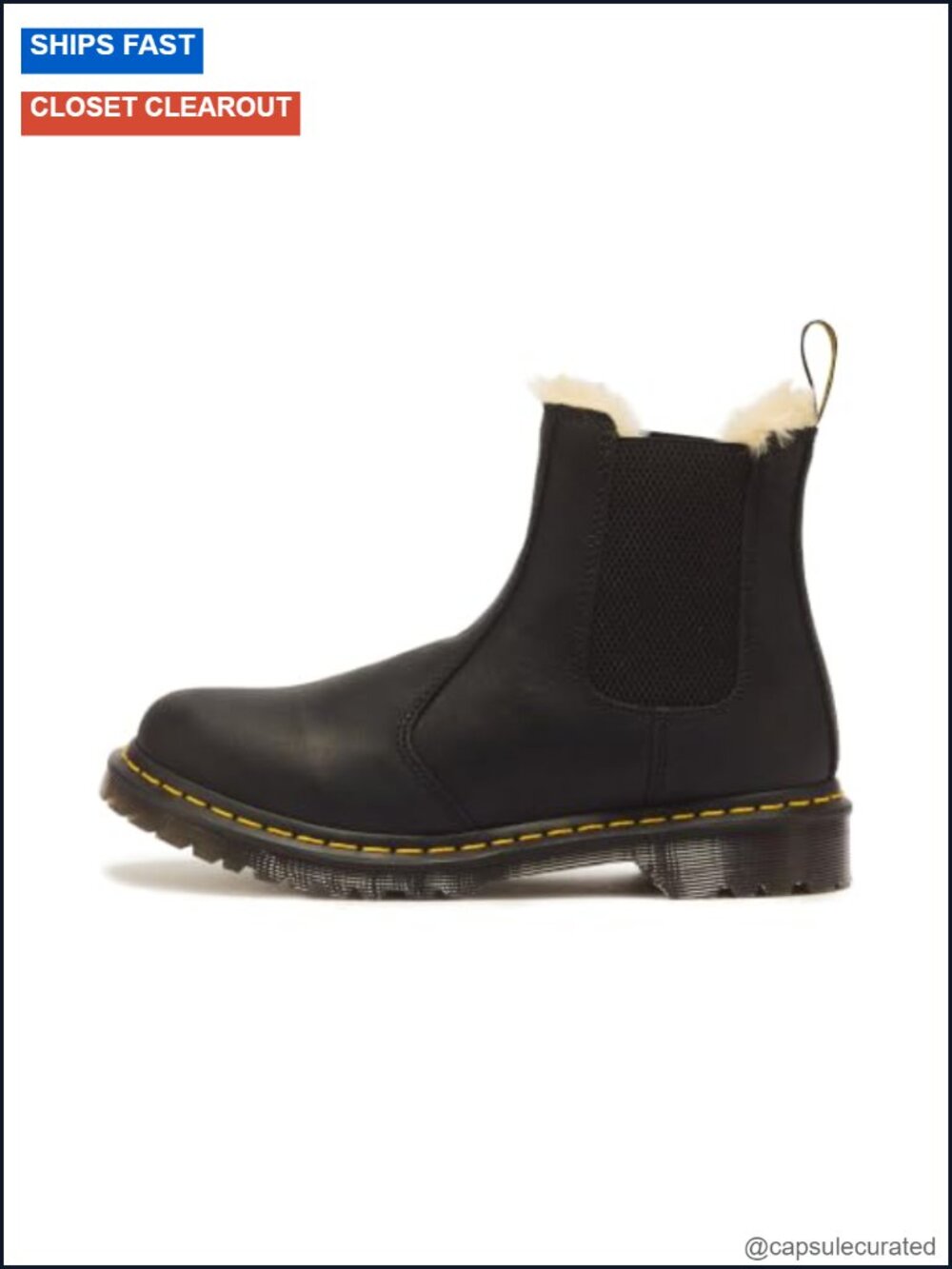 Unisex Chelsea Boots Leather Faux Fur Lined Mid-Calf
